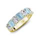 3 - Zuwena 3.50 ctw Lab Grown Diamond Oval Shape (6x4 mm) & Aquamarine Emerald Shape (6x4 mm) Seven Stone Wedding Band 