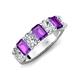 3 - Zuwena 3.80 ctw Lab Grown Diamond Oval Shape (6x4 mm) & Amethyst Emerald Shape (6x4 mm) Seven Stone Wedding Band 