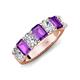 3 - Zuwena 3.80 ctw Lab Grown Diamond Oval Shape (6x4 mm) & Amethyst Emerald Shape (6x4 mm) Seven Stone Wedding Band 
