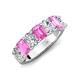 3 - Zuwena 4.43 ctw Lab Grown Diamond Oval Shape (6x4 mm) & Lab Created Pink Sapphire Emerald Shape (6x4 mm) Seven Stone Wedding Band 
