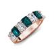 3 - Zuwena 4.10 ctw Lab Grown Diamond Oval Shape (6x4 mm) & London Blue Topaz Emerald Shape (6x4 mm) Seven Stone Wedding Band 