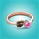 3 - Lysha 1.46 ctw Smoky Quartz Pear Shape (7x5 mm) & Lab Created Pink Sapphire Cushion Shape (5.00 mm) Toi Et Moi Engagement Ring 