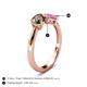 5 - Lysha 1.46 ctw Smoky Quartz Pear Shape (7x5 mm) & Lab Created Pink Sapphire Cushion Shape (5.00 mm) Toi Et Moi Engagement Ring 