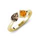 4 - Lysha 1.15 ctw Smoky Quartz Pear Shape (7x5 mm) & Citrine Cushion Shape (5.00 mm) Toi Et Moi Engagement Ring 