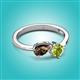 3 - Lysha 1.30 ctw Smoky Quartz Pear Shape (7x5 mm) & Peridot Cushion Shape (5.00 mm) Toi Et Moi Engagement Ring 