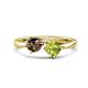 1 - Lysha 1.30 ctw Smoky Quartz Pear Shape (7x5 mm) & Peridot Cushion Shape (5.00 mm) Toi Et Moi Engagement Ring 