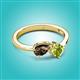 3 - Lysha 1.30 ctw Smoky Quartz Pear Shape (7x5 mm) & Peridot Cushion Shape (5.00 mm) Toi Et Moi Engagement Ring 