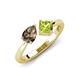 4 - Lysha 1.30 ctw Smoky Quartz Pear Shape (7x5 mm) & Peridot Cushion Shape (5.00 mm) Toi Et Moi Engagement Ring 
