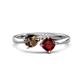 1 - Lysha 1.40 ctw Smoky Quartz Pear Shape (7x5 mm) & Red Garnet Cushion Shape (5.00 mm) Toi Et Moi Engagement Ring 
