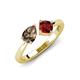 4 - Lysha 1.40 ctw Smoky Quartz Pear Shape (7x5 mm) & Red Garnet Cushion Shape (5.00 mm) Toi Et Moi Engagement Ring 