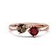 1 - Lysha 1.40 ctw Smoky Quartz Pear Shape (7x5 mm) & Red Garnet Cushion Shape (5.00 mm) Toi Et Moi Engagement Ring 