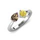 4 - Lysha 1.46 ctw Smoky Quartz Pear Shape (7x5 mm) & Lab Created Yellow Sapphire Cushion Shape (5.00 mm) Toi Et Moi Engagement Ring 