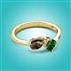 3 - Lysha 1.20 ctw Smoky Quartz Pear Shape (7x5 mm) & Lab Created Emerald Cushion Shape (5.00 mm) Toi Et Moi Engagement Ring 