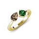 4 - Lysha 1.20 ctw Smoky Quartz Pear Shape (7x5 mm) & Lab Created Emerald Cushion Shape (5.00 mm) Toi Et Moi Engagement Ring 