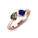 4 - Lysha 1.46 ctw Smoky Quartz Pear Shape (7x5 mm) & Lab Created Blue Sapphire Cushion Shape (5.00 mm) Toi Et Moi Engagement Ring 