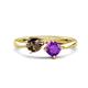 1 - Lysha 1.15 ctw Smoky Quartz Pear Shape (7x5 mm) & Amethyst Cushion Shape (5.00 mm) Toi Et Moi Engagement Ring 