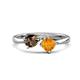 1 - Lysha 1.15 ctw Smoky Quartz Pear Shape (7x5 mm) & Citrine Cushion Shape (5.00 mm) Toi Et Moi Engagement Ring 