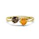 1 - Lysha 1.15 ctw Smoky Quartz Pear Shape (7x5 mm) & Citrine Cushion Shape (5.00 mm) Toi Et Moi Engagement Ring 