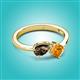 3 - Lysha 1.15 ctw Smoky Quartz Pear Shape (7x5 mm) & Citrine Cushion Shape (5.00 mm) Toi Et Moi Engagement Ring 