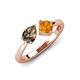 4 - Lysha 1.15 ctw Smoky Quartz Pear Shape (7x5 mm) & Citrine Cushion Shape (5.00 mm) Toi Et Moi Engagement Ring 