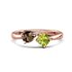 1 - Lysha 1.30 ctw Smoky Quartz Pear Shape (7x5 mm) & Peridot Cushion Shape (5.00 mm) Toi Et Moi Engagement Ring 