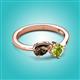 3 - Lysha 1.30 ctw Smoky Quartz Pear Shape (7x5 mm) & Peridot Cushion Shape (5.00 mm) Toi Et Moi Engagement Ring 