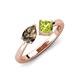 4 - Lysha 1.30 ctw Smoky Quartz Pear Shape (7x5 mm) & Peridot Cushion Shape (5.00 mm) Toi Et Moi Engagement Ring 