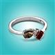 3 - Lysha 1.40 ctw Smoky Quartz Pear Shape (7x5 mm) & Red Garnet Cushion Shape (5.00 mm) Toi Et Moi Engagement Ring 