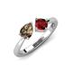 4 - Lysha 1.40 ctw Smoky Quartz Pear Shape (7x5 mm) & Red Garnet Cushion Shape (5.00 mm) Toi Et Moi Engagement Ring 