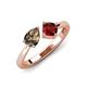 4 - Lysha 1.40 ctw Smoky Quartz Pear Shape (7x5 mm) & Red Garnet Cushion Shape (5.00 mm) Toi Et Moi Engagement Ring 