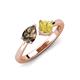 4 - Lysha 1.46 ctw Smoky Quartz Pear Shape (7x5 mm) & Lab Created Yellow Sapphire Cushion Shape (5.00 mm) Toi Et Moi Engagement Ring 