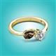3 - Lysha 1.15 ctw Smoky Quartz Pear Shape (7x5 mm) & Natural Diamond Cushion Shape (5.00 mm) Toi Et Moi Engagement Ring 