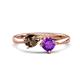 1 - Lysha 1.15 ctw Smoky Quartz Pear Shape (7x5 mm) & Amethyst Cushion Shape (5.00 mm) Toi Et Moi Engagement Ring 