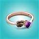 3 - Lysha 1.15 ctw Smoky Quartz Pear Shape (7x5 mm) & Amethyst Cushion Shape (5.00 mm) Toi Et Moi Engagement Ring 