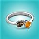 3 - Lysha 1.15 ctw Smoky Quartz Pear Shape (7x5 mm) & Citrine Cushion Shape (5.00 mm) Toi Et Moi Engagement Ring 