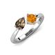 4 - Lysha 1.15 ctw Smoky Quartz Pear Shape (7x5 mm) & Citrine Cushion Shape (5.00 mm) Toi Et Moi Engagement Ring 
