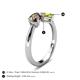 5 - Lysha 1.30 ctw Smoky Quartz Pear Shape (7x5 mm) & Peridot Cushion Shape (5.00 mm) Toi Et Moi Engagement Ring 