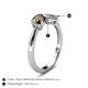 5 - Lysha 1.22 ctw Smoky Quartz Pear Shape (7x5 mm) & Moissanite Cushion Shape (5.00 mm) Toi Et Moi Engagement Ring 