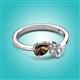 3 - Lysha 1.15 ctw Smoky Quartz Pear Shape (7x5 mm) & Lab Grown Diamond Cushion Shape (5.00 mm) Toi Et Moi Engagement Ring 