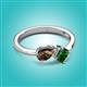 3 - Lysha 1.20 ctw Smoky Quartz Pear Shape (7x5 mm) & Lab Created Emerald Cushion Shape (5.00 mm) Toi Et Moi Engagement Ring 
