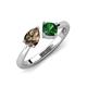 4 - Lysha 1.20 ctw Smoky Quartz Pear Shape (7x5 mm) & Lab Created Emerald Cushion Shape (5.00 mm) Toi Et Moi Engagement Ring 