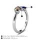 5 - Lysha 1.46 ctw Smoky Quartz Pear Shape (7x5 mm) & Lab Created Blue Sapphire Cushion Shape (5.00 mm) Toi Et Moi Engagement Ring 