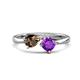 1 - Lysha 1.15 ctw Smoky Quartz Pear Shape (7x5 mm) & Amethyst Cushion Shape (5.00 mm) Toi Et Moi Engagement Ring 