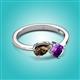 3 - Lysha 1.15 ctw Smoky Quartz Pear Shape (7x5 mm) & Amethyst Cushion Shape (5.00 mm) Toi Et Moi Engagement Ring 