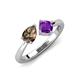 4 - Lysha 1.15 ctw Smoky Quartz Pear Shape (7x5 mm) & Amethyst Cushion Shape (5.00 mm) Toi Et Moi Engagement Ring 