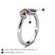 5 - Lysha 1.15 ctw Smoky Quartz Pear Shape (7x5 mm) & Amethyst Cushion Shape (5.00 mm) Toi Et Moi Engagement Ring 