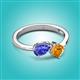 3 - Lysha 1.25 ctw Tanzanite Pear Shape (7x5 mm) & Citrine Cushion Shape (5.00 mm) Toi Et Moi Engagement Ring 