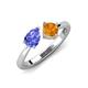 4 - Lysha 1.25 ctw Tanzanite Pear Shape (7x5 mm) & Citrine Cushion Shape (5.00 mm) Toi Et Moi Engagement Ring 