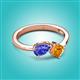3 - Lysha 1.25 ctw Tanzanite Pear Shape (7x5 mm) & Citrine Cushion Shape (5.00 mm) Toi Et Moi Engagement Ring 