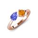 4 - Lysha 1.25 ctw Tanzanite Pear Shape (7x5 mm) & Citrine Cushion Shape (5.00 mm) Toi Et Moi Engagement Ring 